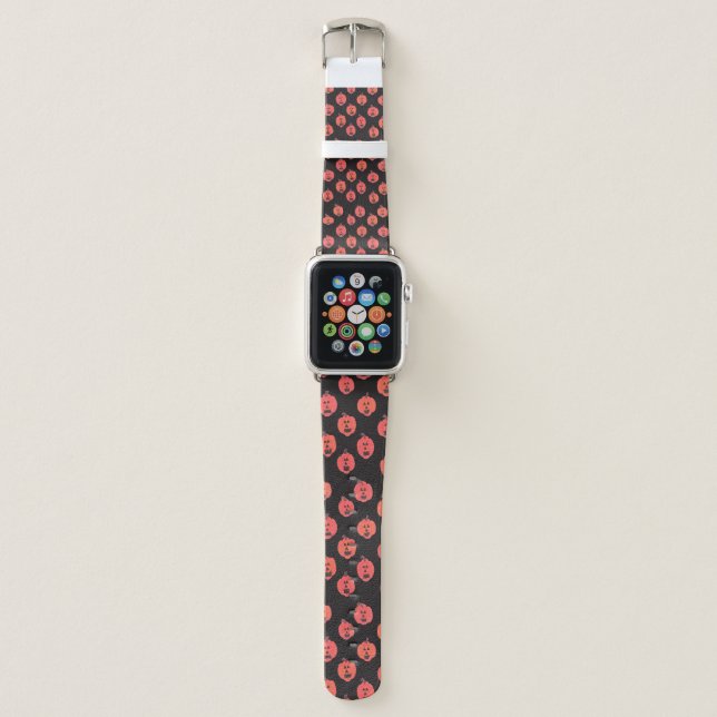 Halloween Jack-o-Lanterns on Black  Apple Watch Band (Front)