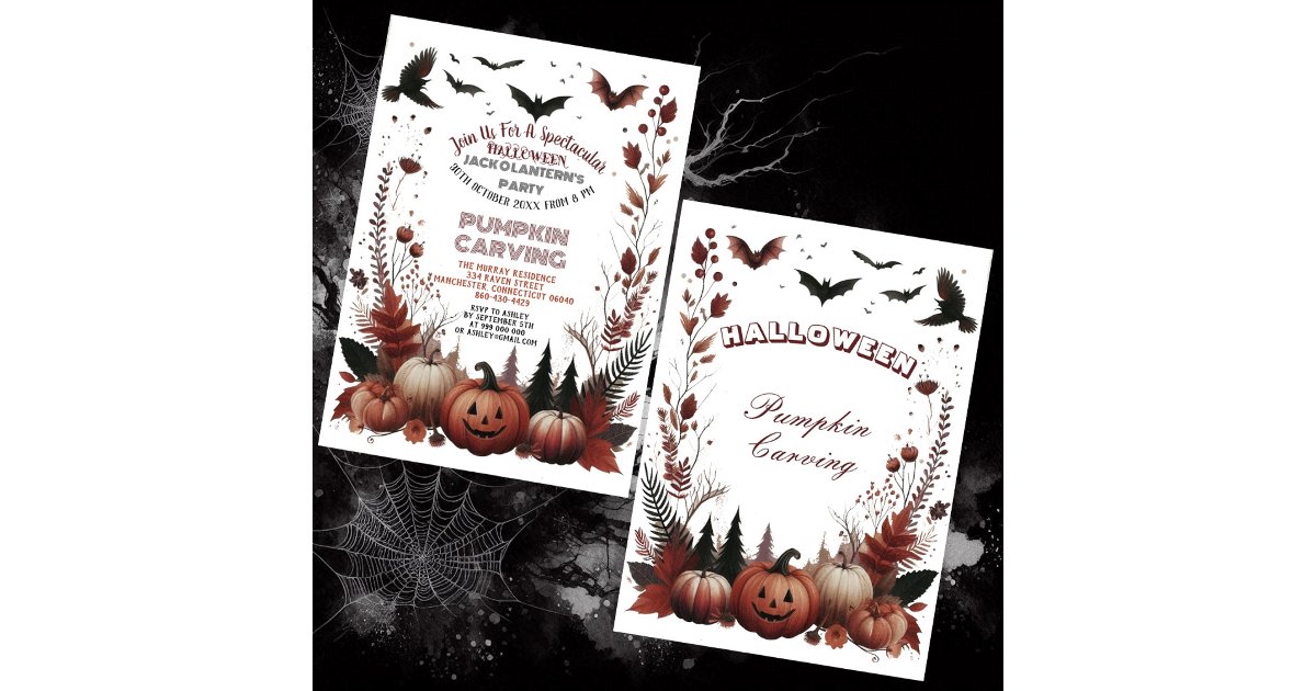 Halloween Jack O Lanterns Pumpkin Carving Party Invitation | Zazzle