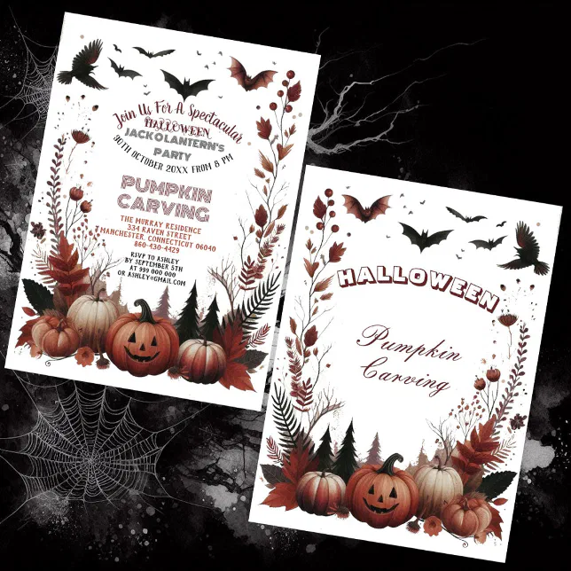 Halloween Jack O Lanterns Pumpkin Carving Party Invitation | Zazzle
