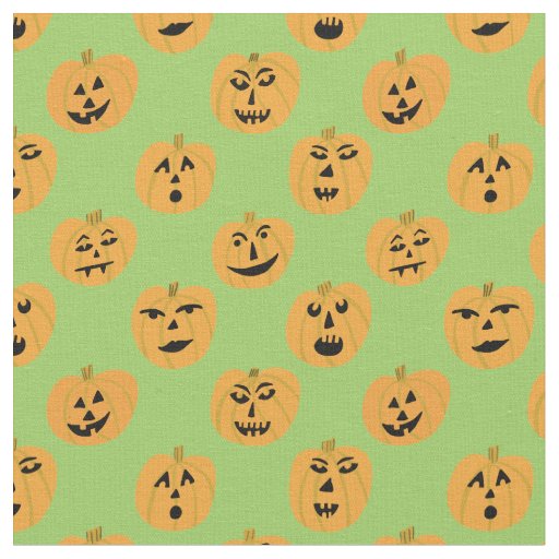 Halloween Jack-O-Lanterns Pumpkins Pattern Fabric
