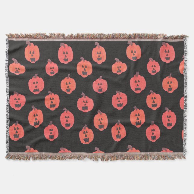 Halloween Jack O"Lanterns Throw Blanket (Front)