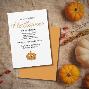 Halloween Jack O'Lantern 30th Birthday Party  Invitation