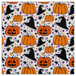 Halloween Jack O'Lantern And Witch Hat White Fabric