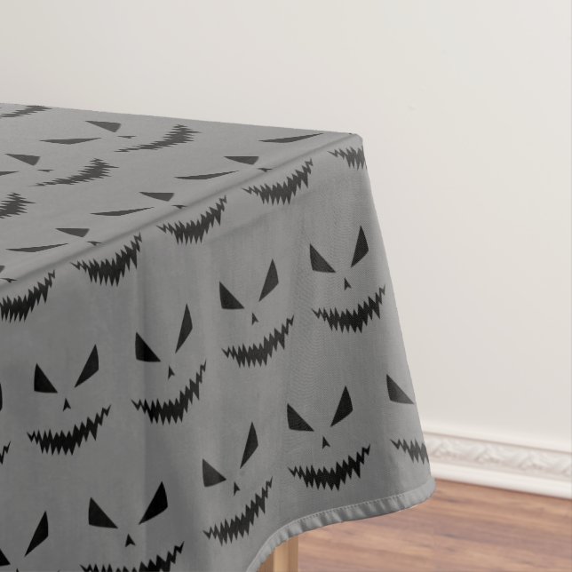 Halloween Jack OLantern black face gray pattern Tablecloth (In Situ)