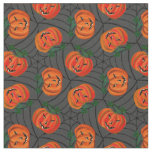 Halloween Jack o'lantern Cobwebs Pattern Pumpkins Fabric
