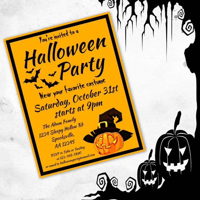 Halloween Jack O'Lantern Costume Party Invitation Postcard | Zazzle