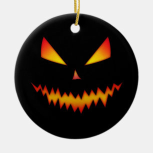 Halloween Jack O'Lantern face cool scary evil Ceramic Ornament