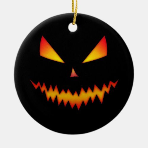 Halloween Jack OLantern face cool scary evil Ceramic Ornament