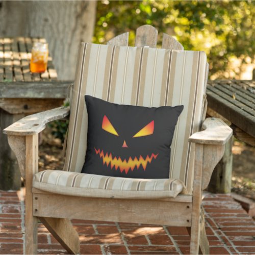 Halloween Jack OLantern face cool scary evil Outdoor Pillow