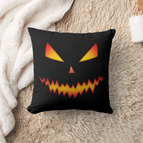 Halloween Jack OLantern face cool scary evil Throw Pillow