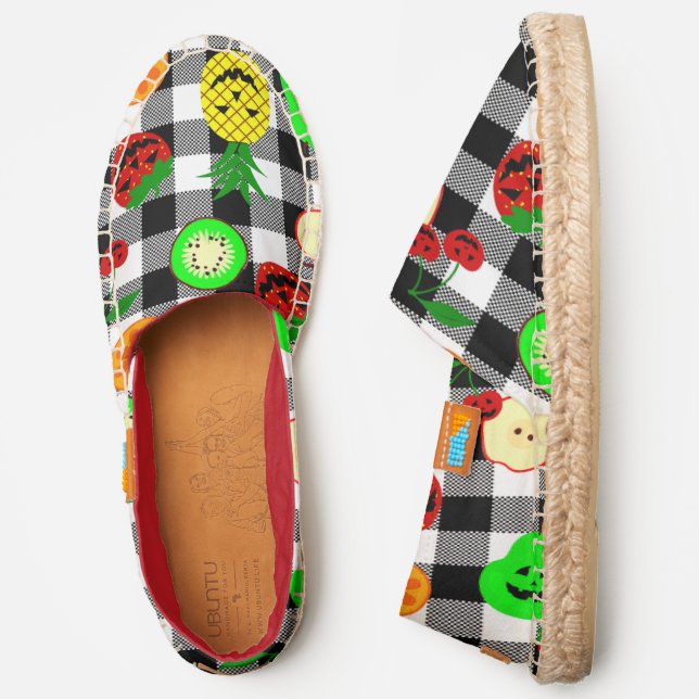 halloween jack o'lantern fruit gingham  espadrilles (Side)