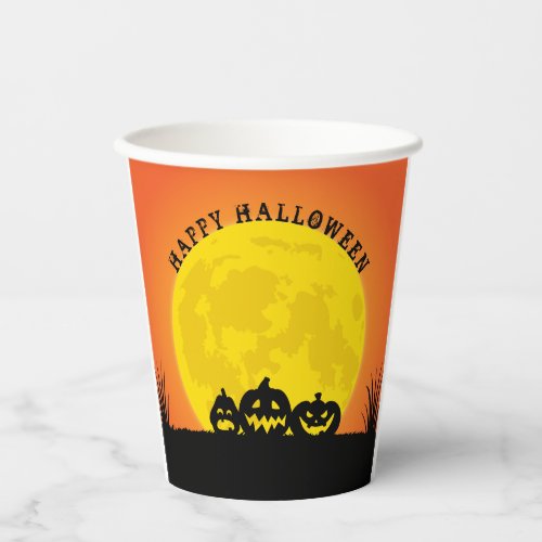 Halloween Jack oLantern Full Moon Paper Cups