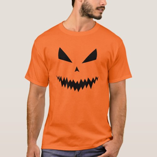 Halloween Jack OLantern pumpkin black evil face T_Shirt