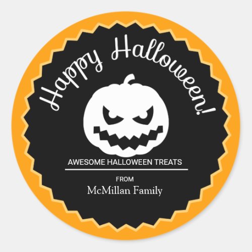 Halloween Jack OLantern Trick or Treat Favors Classic Round Sticker