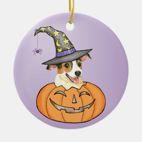 Halloween Jack Russell Terrier Ceramic Ornament