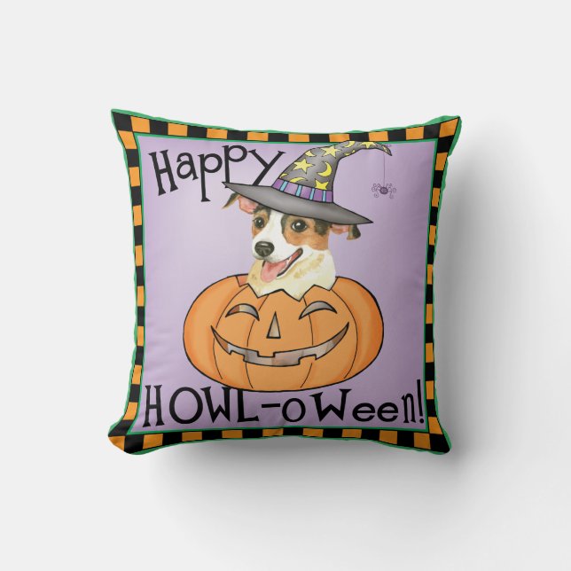 Halloween Jack Russell Terrier Throw Pillow (Front)
