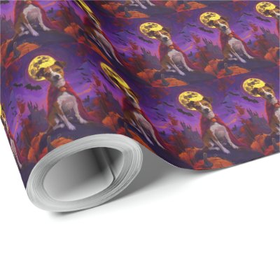 Halloween Jack Russell Vampire Pumpkins Scary Wrapping Paper