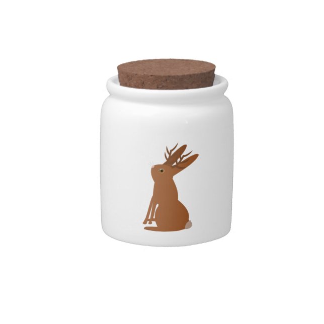 Halloween Jackalope Trick or Treat Candy Jar (Front)