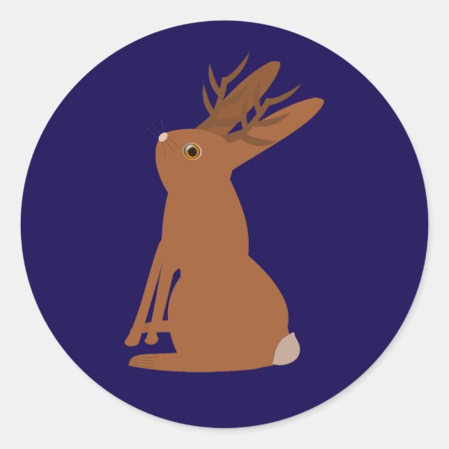 Halloween Jackalope Trick or Treat Classic Round Sticker (Front)