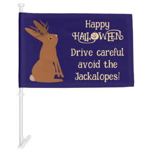 Halloween Jackalope Trick or Treat Custom Car Flag