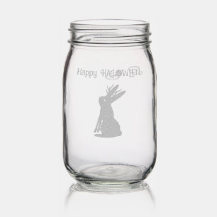 Halloween Jackalope Trick or Treat Custom Mason Jar