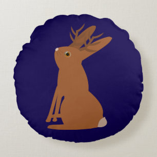 Halloween Jackalope Trick or Treat Double Sided Round Pillow