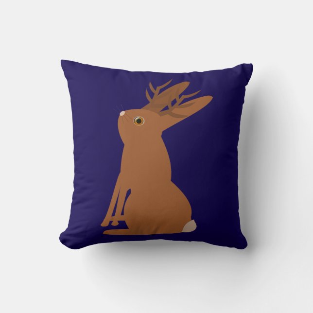 Halloween Jackalope Trick or Treat Double Sided Throw Pillow (Front)