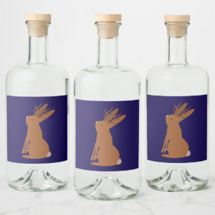 Halloween Jackalope Trick or Treat Liquor Bottle Label