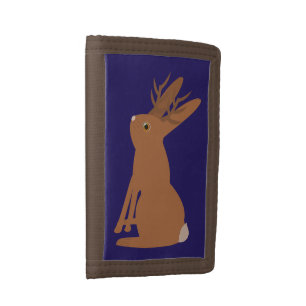 Halloween Jackalope Trick or Treat Tri-fold Wallet