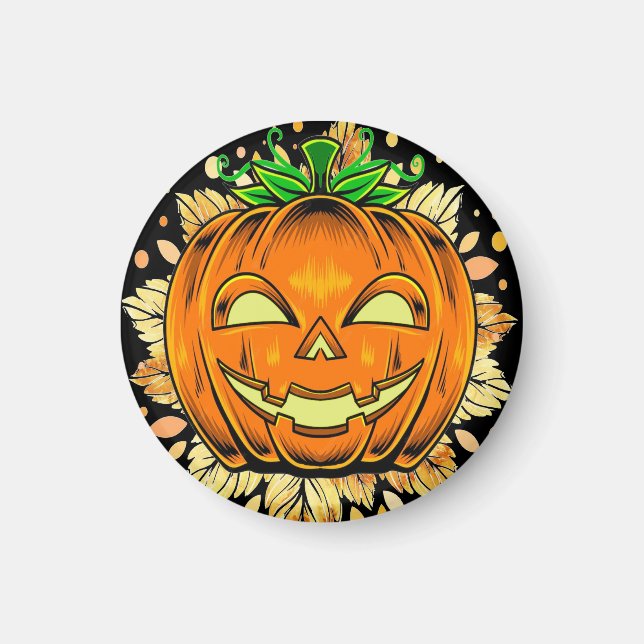 Halloween Jackolantern Spooky Pumpkin Magnet (Front)
