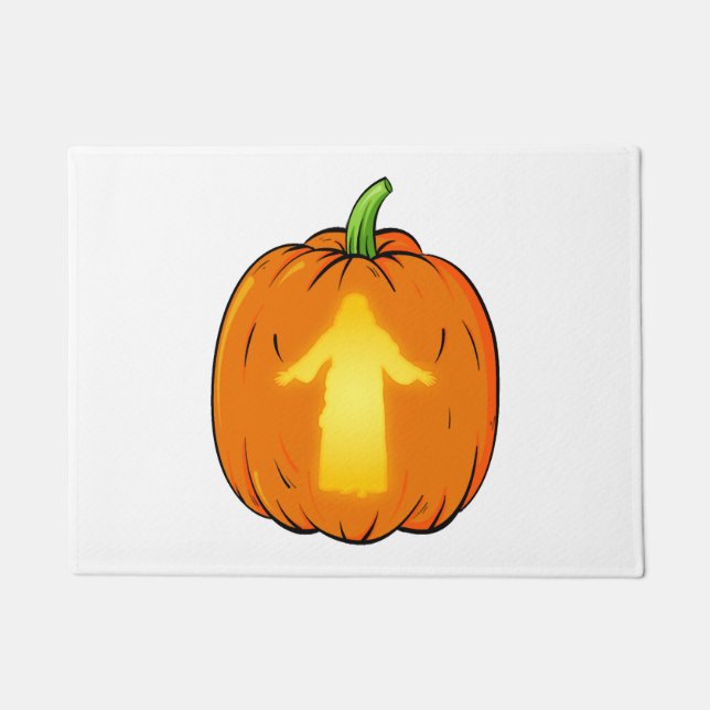 Halloween Jesus Design with Jesus Pumpkin Doormat (Front)