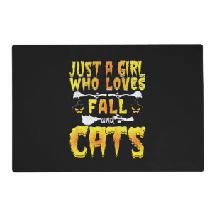 Halloween Just A Girl Who Loves Fall And Cats Placemat
