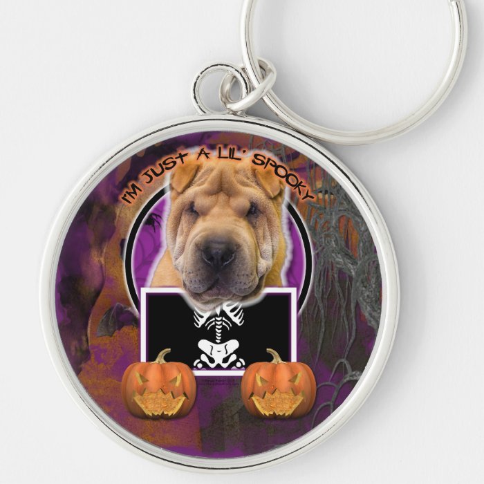 Halloween   Just a Lil Spooky   Chinese Shar Pei Keychains