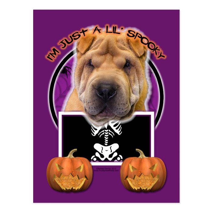 Halloween   Just a Lil Spooky   Chinese Shar Pei Postcard