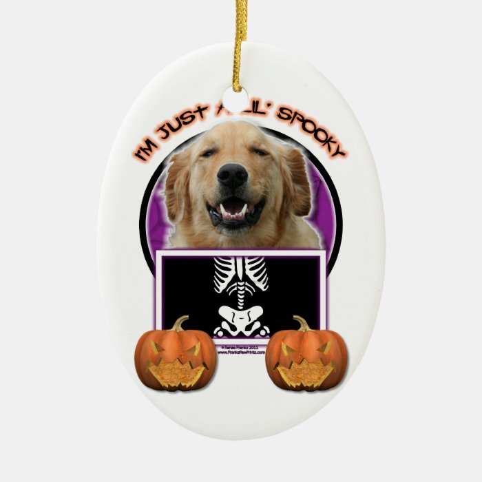 Halloween   Just a Lil Spooky   Golden Retriever Christmas Ornament