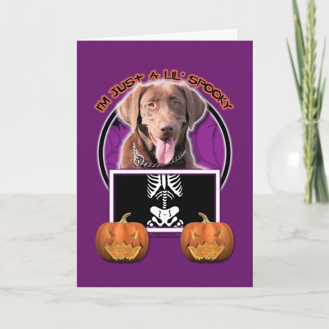 Halloween - Just a Lil Spooky - Labrador Chocolate Card (Front)