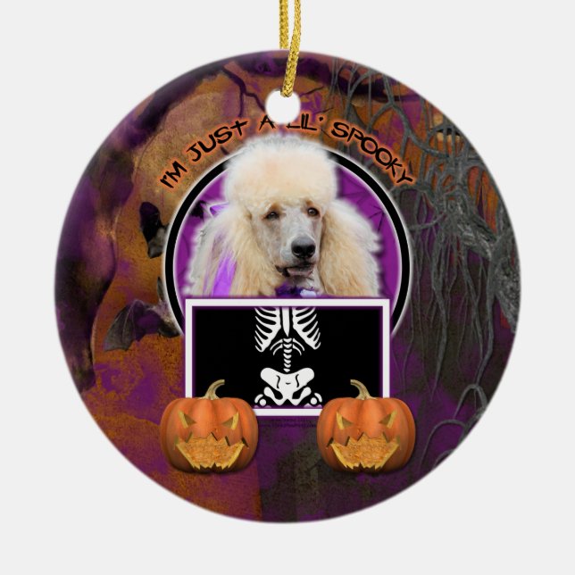 Halloween - Just a Lil Spooky - Poodle - Champagne Ceramic Ornament (Front)