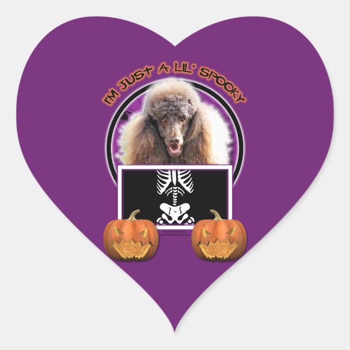 Halloween   Just a Lil Spooky   Poodle   Chocolate Heart Stickers