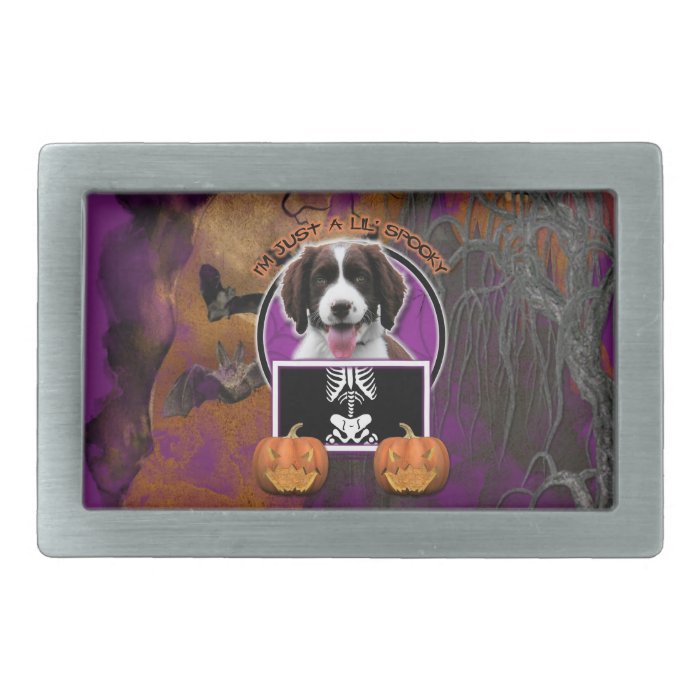 Halloween   Just a Lil Spooky   Springer Spaniel Rectangular Belt Buckles