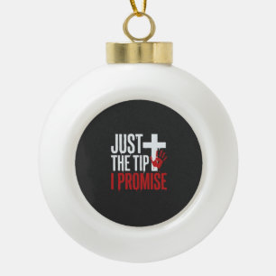 Halloween Just The Tip Bloody Cross Ceramic Ball Christmas Ornament