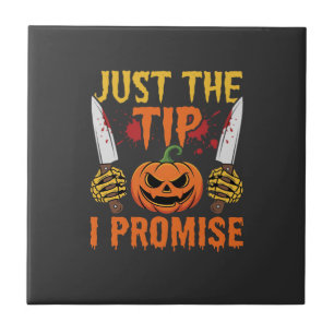 Halloween Just The Tip Pumpkin Knife Graphic Ceramic Tile