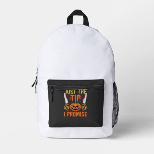 Halloween Just The Tip Pumpkin Knife Graphic Printed Backpack