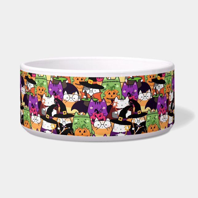 Halloween Kawaii Cat Pattern Bowl (Front)