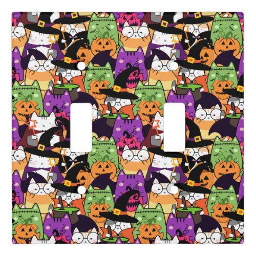 Halloween Kawaii Cat Pattern  Light Switch Cover