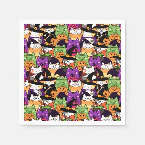 Halloween Kawaii Cat Pattern  Napkins
