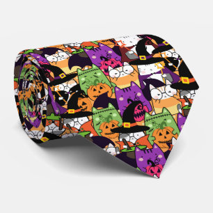 Halloween Kawaii Cat Pattern  Neck Tie