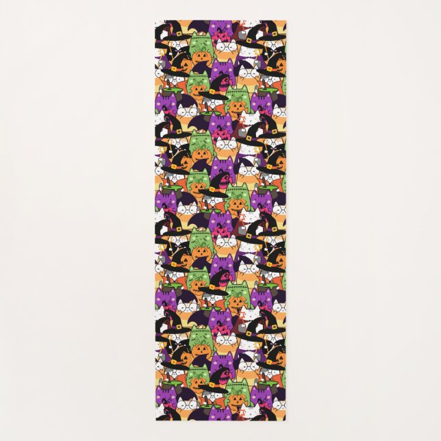 Halloween Kawaii Cat Pattern  Yoga Mat (Front)