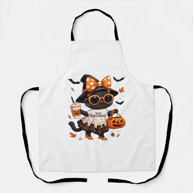 Halloween Kawaii Cat – Witch Cat with Pumpkin and  Apron (Front)