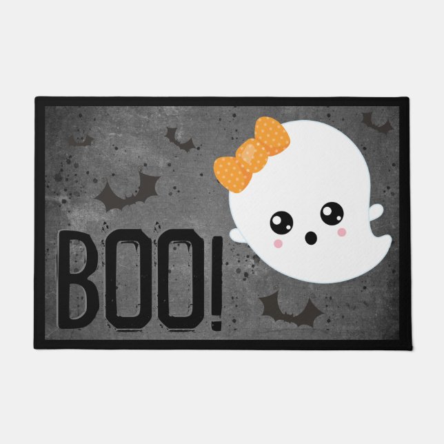 Halloween Kawaii Ghost Welcome Doormat (Front)
