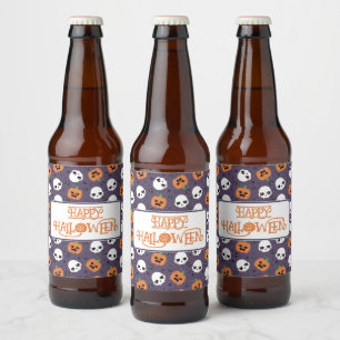 Halloween Kawaii Pattern Beer Bottle Label